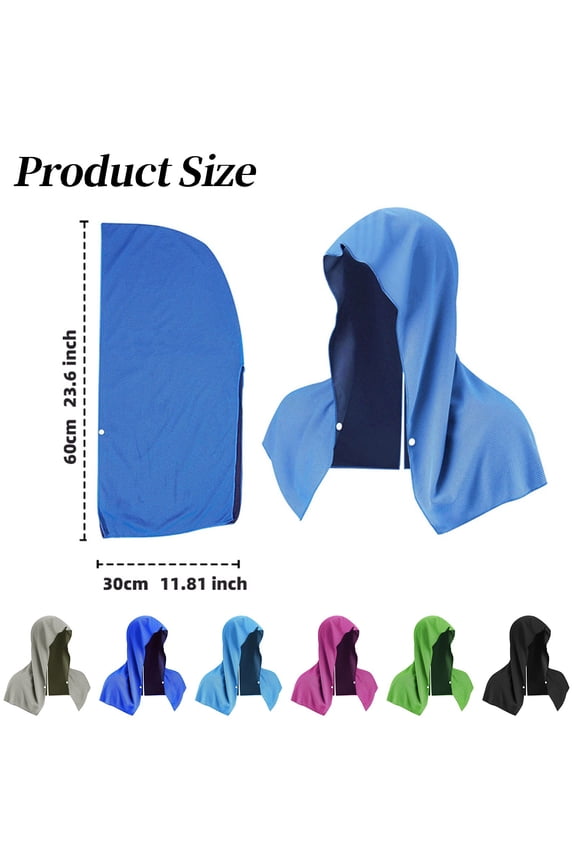 50 UPF Sun Ice Cooling Hoodie Towel For Neck Face Hot Weather Sports Camping Cycling (Green, 16*3*11cm)