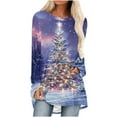 thumbnail image 1 of 50% off Ugly Christmas Sweater! TMOYZQ Women's Long Sleeve Shirts Christmas Tree Print Fall Winter Pullover Sweatshirts Casual Loose Fit Lightweight Cozy Blouse for Xmas Holiday Parties, 1 of 4