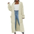 thumbnail image 1 of Long Cardigan Sweater Ladies Open Front Long Sleeve Chunky Cable Knit Duster Outerwear Maxi Casual Jacket Coats (Large, White), 1 of 5