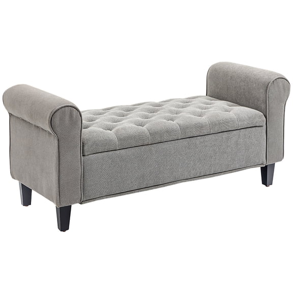 50" Upholstered Bench with Storage and Rolled Design - A Functional Addition to Entryway or Bedroom