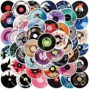 50 Vinyl Record Stickers Pack, Waterproof Music Stickers for Laptop, Water Bottle, Guitar, Skateboard, Journal, Scrapbook, Phone Case