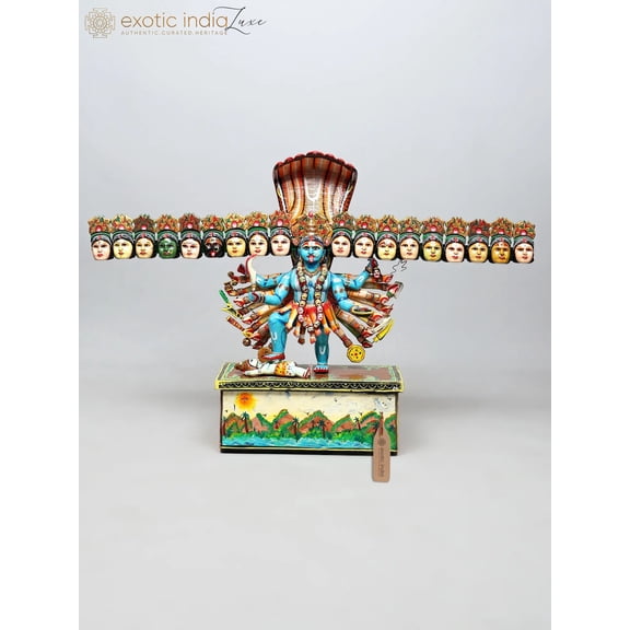 50" Vishwaroop Mahakali The Universal Manifestation of Shakti | Handpaintied Wood Statue