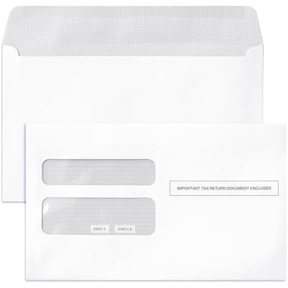 50 W2 Envelopes for W2 Forms, Self-Seal, Double-Window, Security Tinted, 50 Pack$$Office