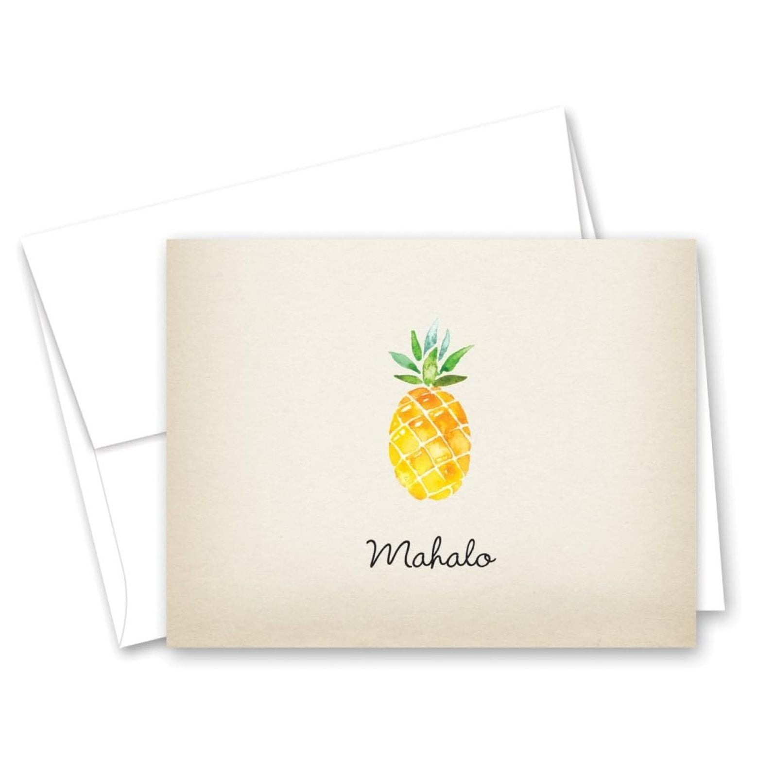 50 Watercolor Rustic Pineapple Hawaiian Mahalo Thank You Cards + Envelopes