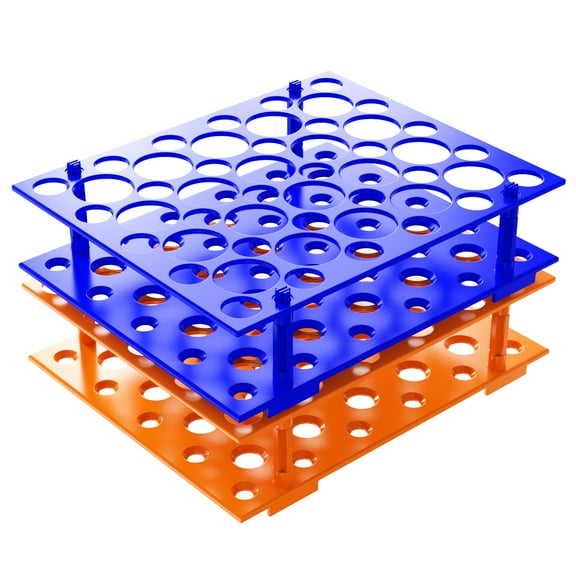 50 Well Centrifuge Tube Rack, Blue/Orange Detachable Test Tube Rack Holder Plastic Stand for 10ml/15ml/50mlTube