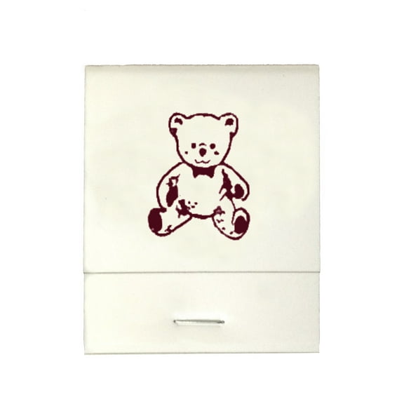 50 White 20 Strike Matches with  Printed Bear in Burgundy Matchbooks for Wedding, Anniversary, Birthdays etc