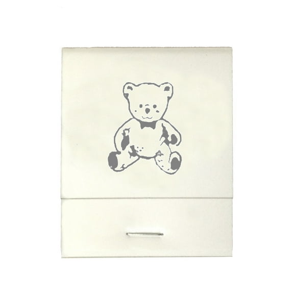 50 White 20 Strike Matches with Printed Bear in Gray Matchbooks for Wedding, Anniversary, Birthdays etc