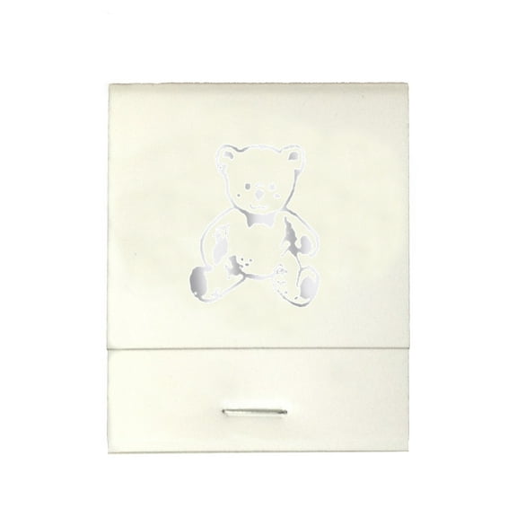 50 White 20 Strike Matches with  Printed Bear in Metallic Silver Matchbooks for Wedding, Anniversary, Birthdays etc