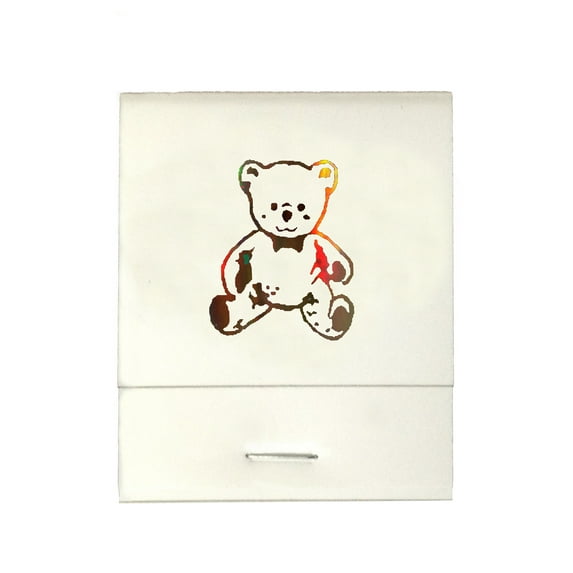 50 White 20 Strike Matches with Printed Bear in Mozaic Matchbooks for Wedding, Anniversary, Birthdays etc