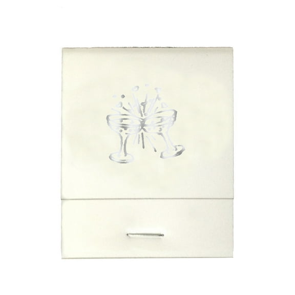 50 White 20 Strike Matches with  Printed Champagne Glasses in Metallic Silver Matchbooks for Wedding, Anniversary, Birthdays etc