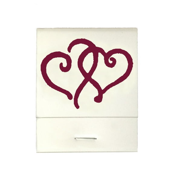 50 White 20 Strike Matches with Printed Hearts in Burgundy Matchbooks for Wedding, Anniversary, Birthdays etc