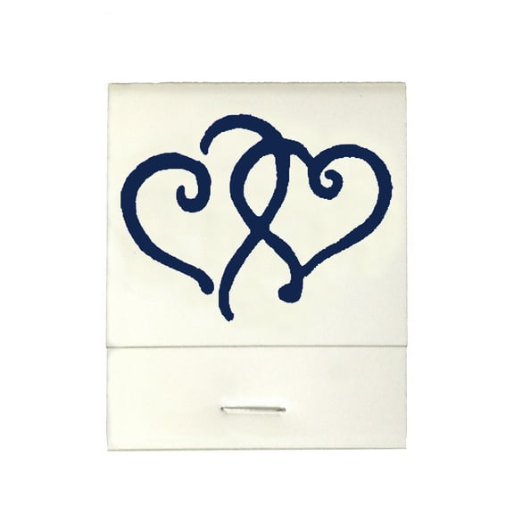 50 White 20 Strike Matches with Printed Hearts in Navy Blue Matchbooks Wedding, for Wedding, Anniversary, Birthdays etc