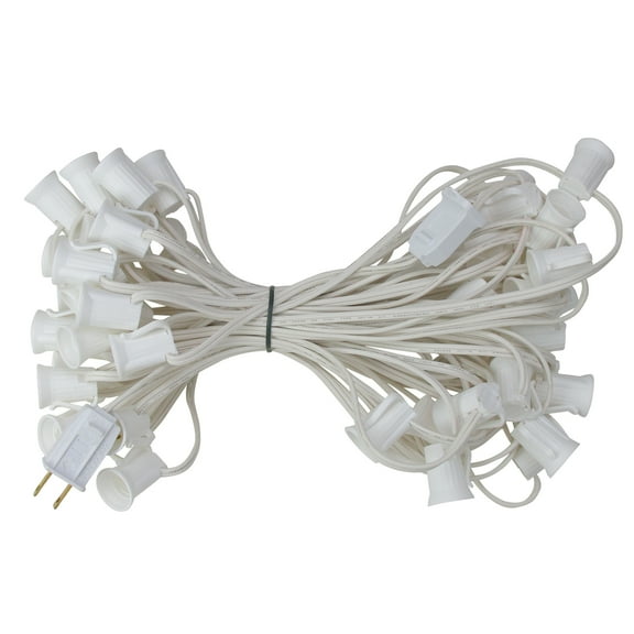 Northlight C9 Christmas Light Socket Set Commercial - 50' - White Wire - 18 Gauge