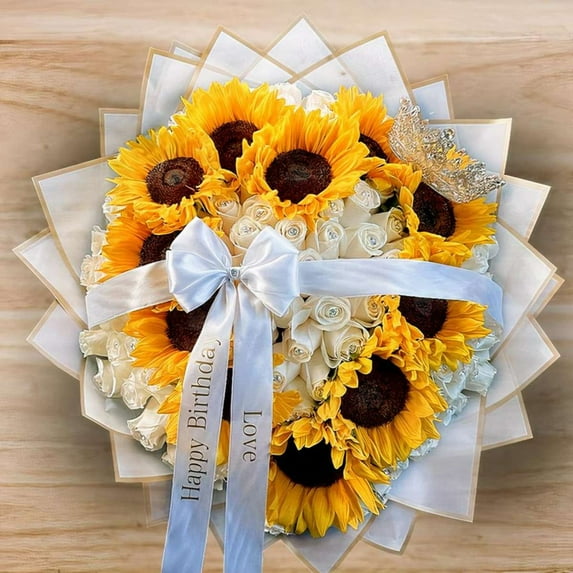 50 White Rose Sunflower