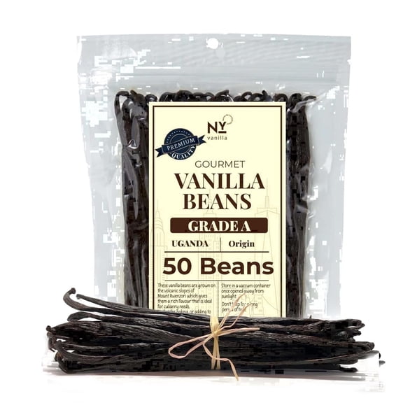 50 Vanilla Beans Grade a+ Pods, Whole Vanilla Beans for Making Extract & Baking, Non GMO, 6 - 8 inches - Akshit