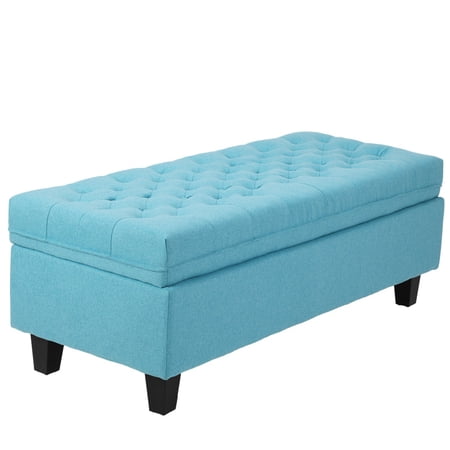 50'' Wide Tufted Rectangle Storage Ottoman Blue