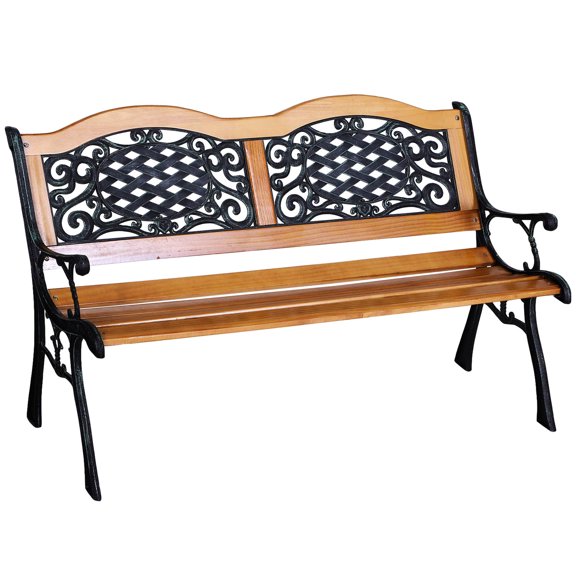 50" Wood Slat Bench with High Weight Capacity / Stable Seating for Multiple People