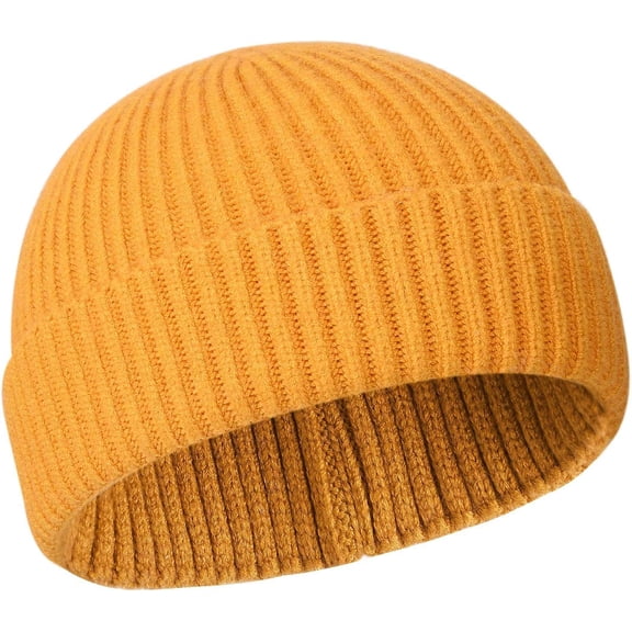 50% Wool Warm Cuffed Swag Knit Short Fisherman Beanie for Men Women Winter Hats Trawler Skull Cap