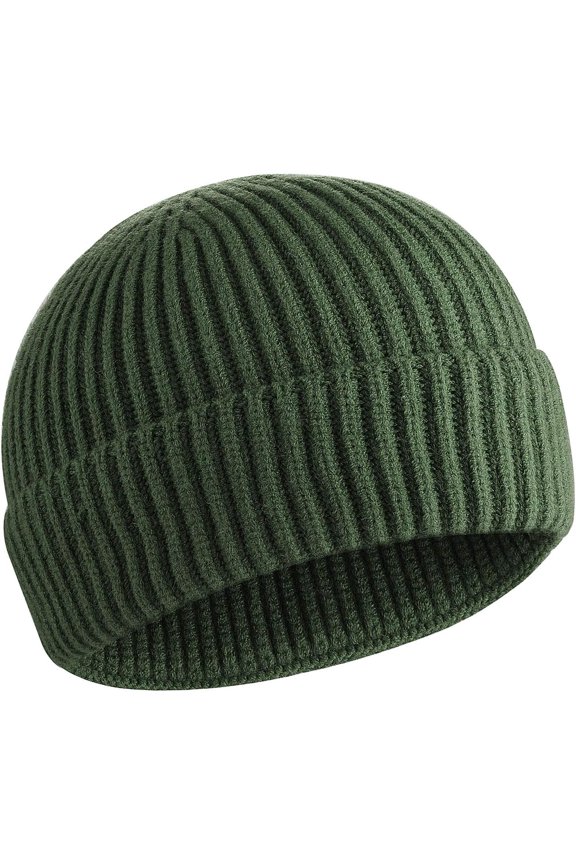 50% Wool Warm Cuffed Swag Knit Short Fisherman Beanie for Men Women Winter Hats Trawler Skull Cap