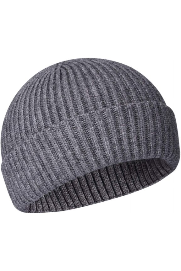 50% Wool Warm Cuffed Swag Knit Short Fisherman Beanie for Men Women Winter Hats Trawler Skull Cap