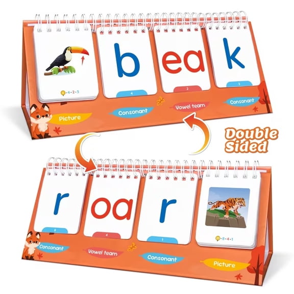 50 Word Builder Games Long Vowel Phonics Flip Chart - Interactive Spelling Flash Cards for Classroom & Homeschool Reading Skills Development