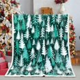 thumbnail image 1 of 50" X 60" Christmas Tree Throw Blanket, Winter Holiday Sherpa Fleece Blanket, Flannel Christmas Tree Blankets for Winter and Xmas Bedroom, Couch Decorations and Gift (Green, 1 of 1