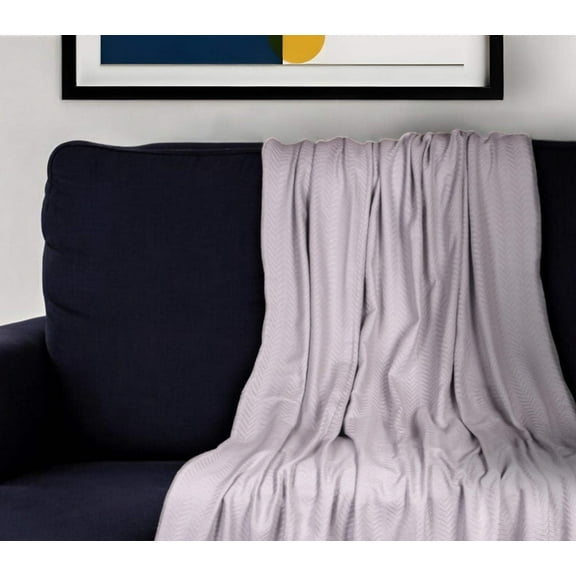 50" X 60" Gray Woven Cotton Herringbone Throw Blanket with Fringe