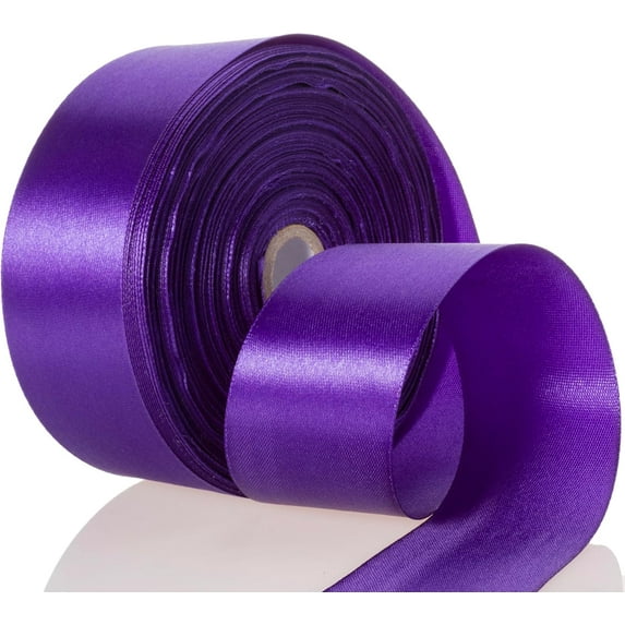 50 Yards 1 1/2 Inch Purple Satin Ribbon, Single Face Polyester Solid Color Craft Fabric Ribbon for Handmade Roses, Gift Wrapping, Bouquets, Wedding, Christmas, and Party Decoration