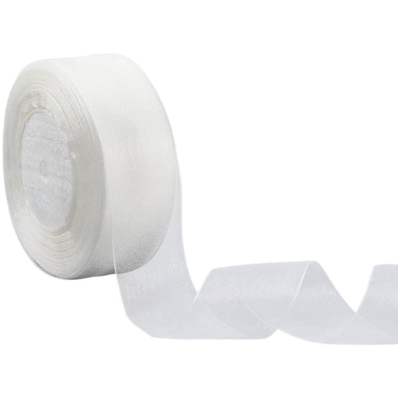 50 Yards 1.5 Inch Transparent Clear Mesh Tulle Shimmer Chiffon Yarn Fabric Ribbons White Silk Sheer Organza Ribbon Bulk Roll
