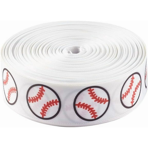 50 Yards 1 Inch Baseball Ribbons Sport Themed Grosgrain Ribbon Red White Single Face Print Satin Edge Fabric Ribbons for Wrapping Gift Making DIY Crafts Christmas Party Decoration WhiteDIY