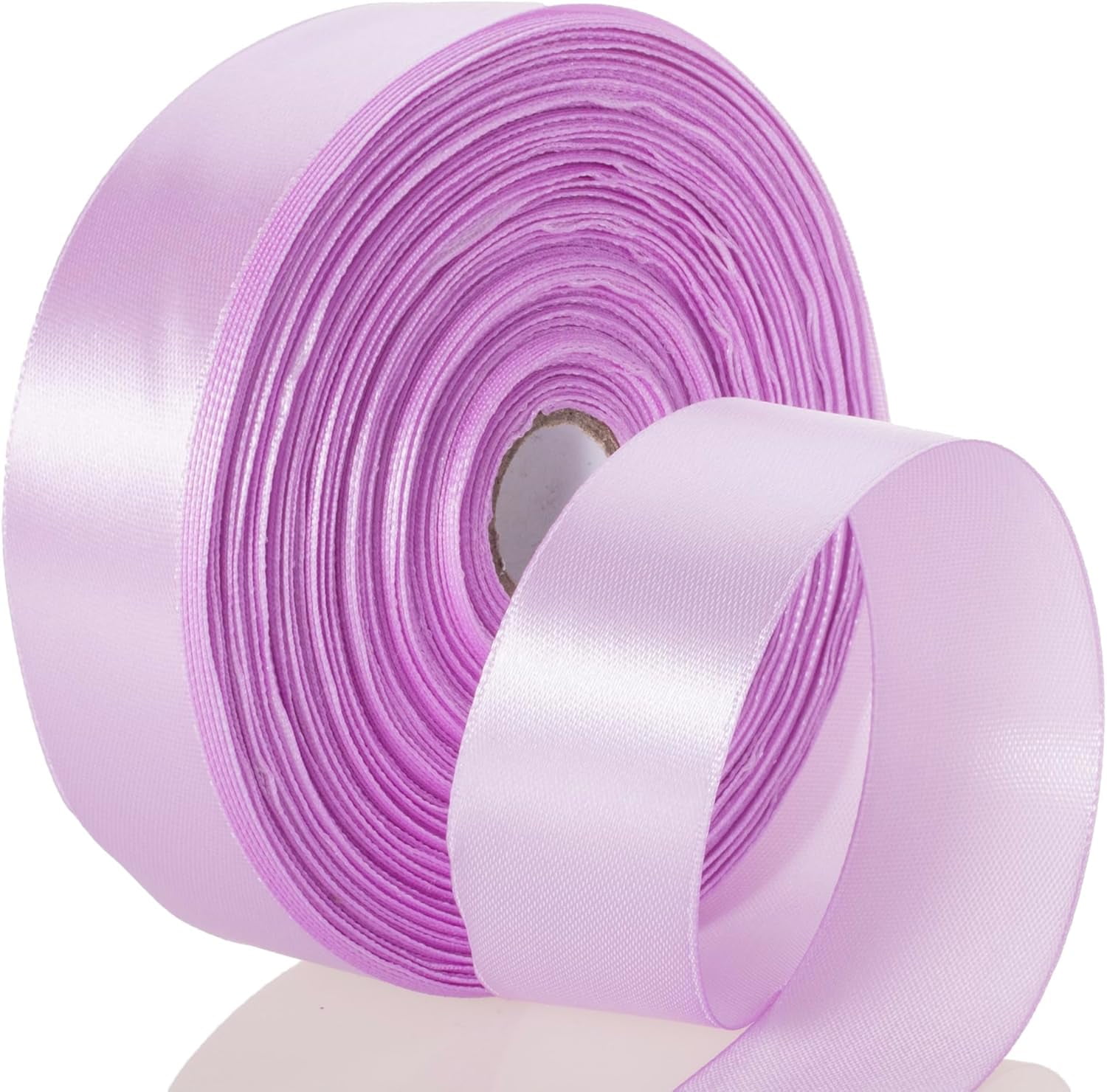 50 Yards 1 Inch Lilac Satin Ribbon, Single Face Polyester Solid Color Craft Fabric Ribbon for Handmade Roses, Gift Wrapping, Bouquets, Wedding, Christmas, and Party Decoration