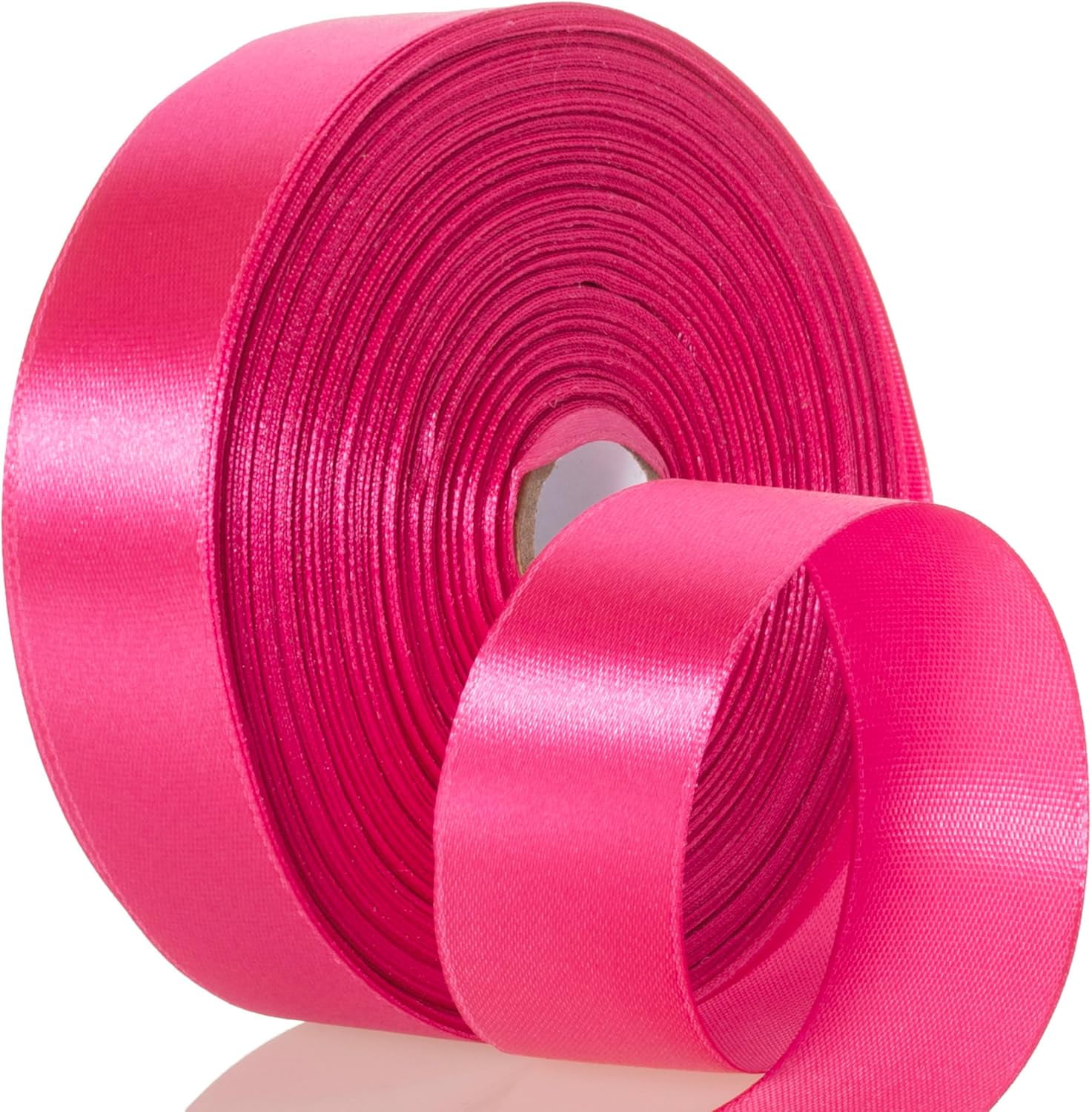 50 Yards 1 Inch Rose Red Satin Ribbon, Single Face Polyester Solid ...