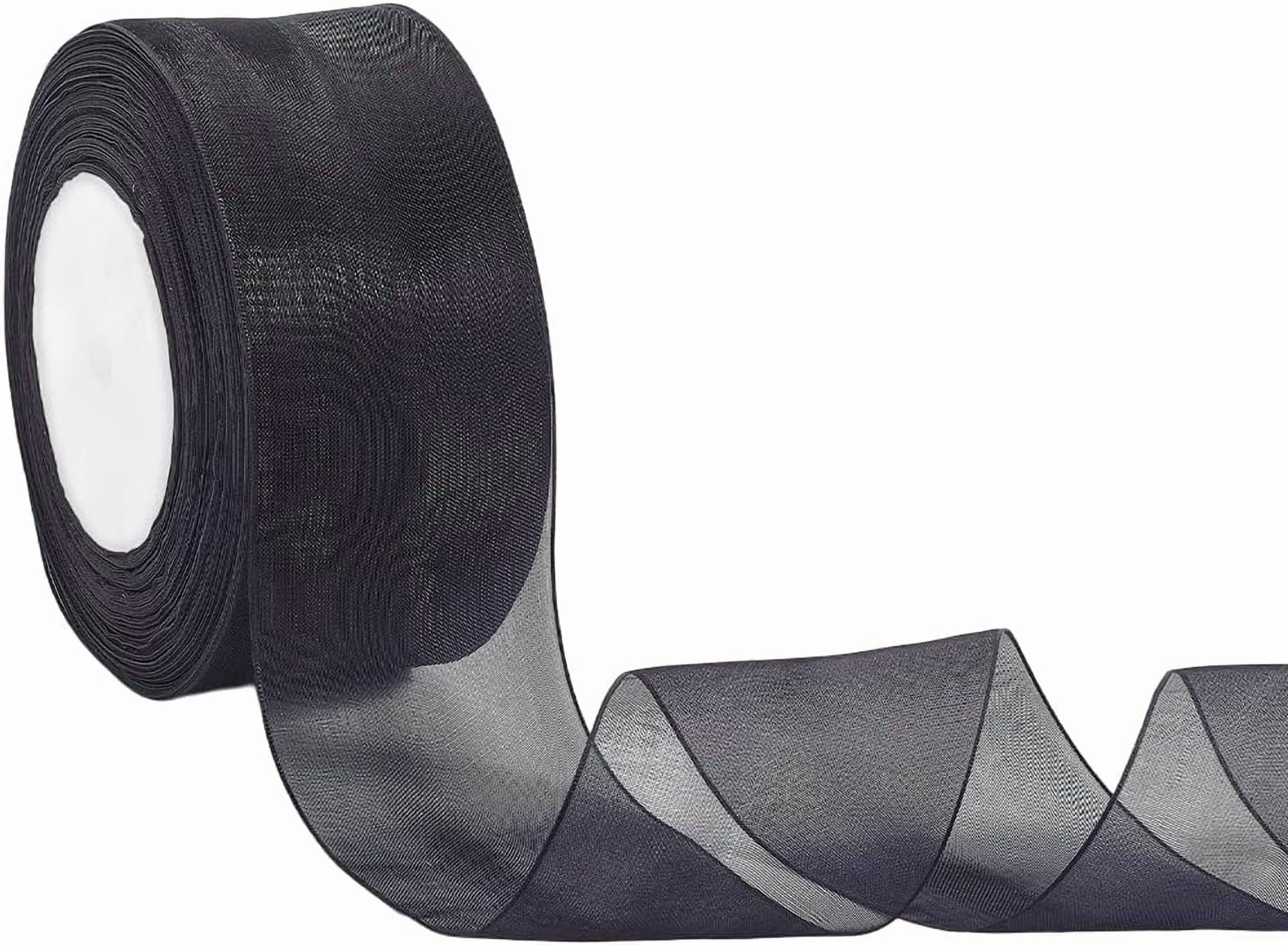 50 Yards 2 Inch Wide Black Sheer Organza Chiffon Ribbon Transparent ...