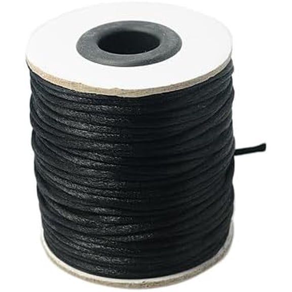 50 Yards 2 mm Black Nylon Cord Beading Satin String for Chinese Knotting Rattail Beading Macrame Friendship Bracelet Jewelry Making