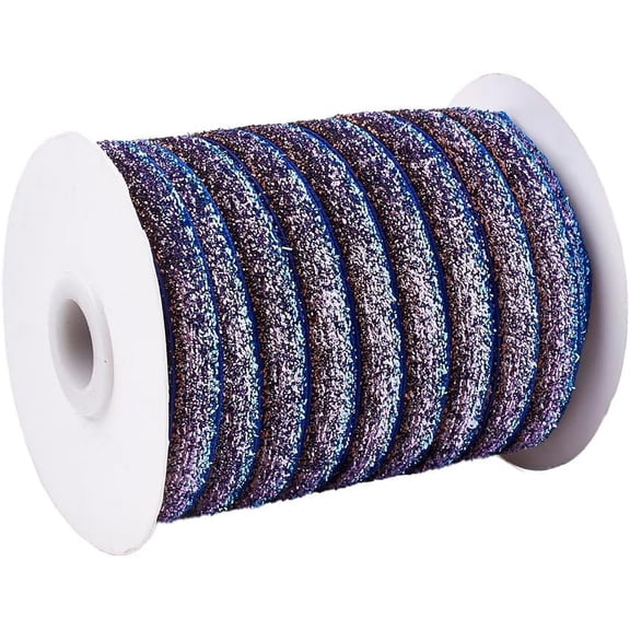 50 Yards 3/8 Inch Blue Sequin Trim Ribbon Bling Glitter Trim Xmas Shiny Sparkle Metallic Paillette Edging Trimming Ribbons