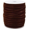 thumbnail image 1 of 50 Yards 3/8 Inch Coconut Brown Thin Velvet Ribbon Vintage Soft Single Faced Velvet Fabric Rolls Narrow Ribbons with Spool for Gift Wrapping Handmade Crafts Ornaments Decoration DIY, 1 of 9
