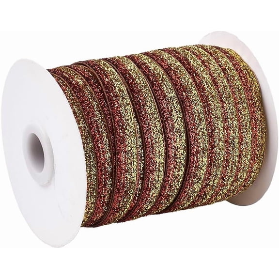 50 Yards 3/8 Inch Gold Sequin Trim Christmas Ribbon Xmas Golden Shiny Bling Metallic Paillette Glitter Edging Trimming Ribbon for Sewing Making Gift Wrapping Diy Christmas Decor Craft Supply for DIY