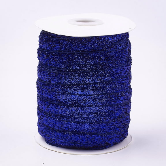 50 Yards Blue Glitter Metallic Sparkle Ribbon 3/8" (10mm) - Christmas Ribbon Sewing Craft Trim for Gift Wrapping DIY Crafts Party