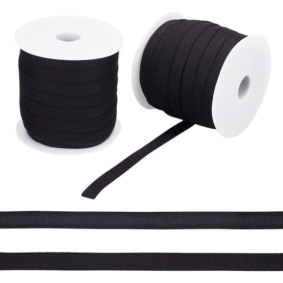 50 Yards Bra Strap Elastic 0.47 inch Underwire Casing Elastic Band Flat Nylon Elastic Bra Band Replacement Bra Cover Band Ribbon with Plastic Spool for Sewing Accessories Black for DIY