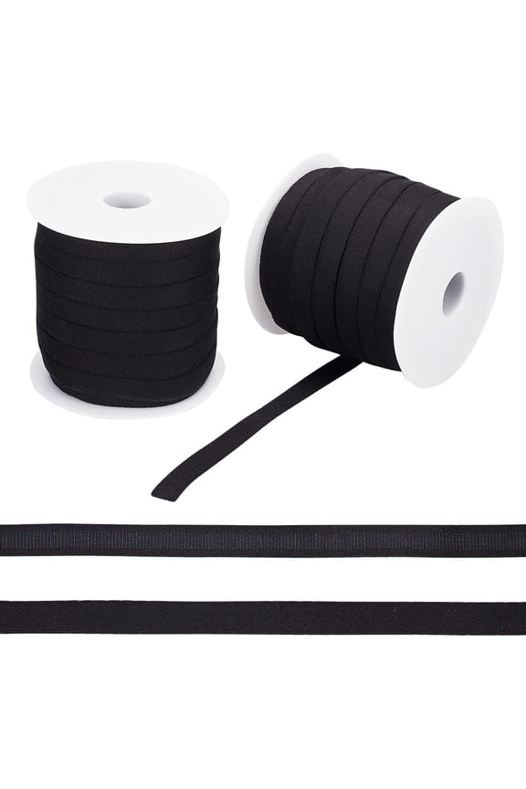 50 Yards Bra Strap Elastic 0.47 inch Underwire Casing Elastic Band Flat Nylon Elastic Bra Band Replacement Bra Cover Band Ribbon with Plastic Spool for Sewing Accessories Black colorful
