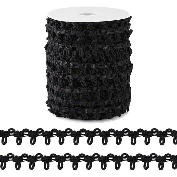 50 Yards Braid Trim with Elastic Button Loops Black Button Elastic Loop Button Loop Tape Dress Zipper Extender Upholstery Trim for DIY Costume Crafts Sewing Bridal Wedding Dress Home Decor