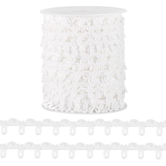 50 Yards Braid Trim with Elastic Button Loops White Button Elastic Loop Dress Zipper Extender Upholstery Trim Button Loop Tape for Costume Crafts Sewing Bridal Wedding Dress Home Decor DIY