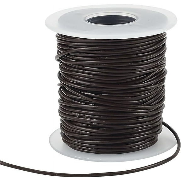 50 Yards Brown Round Leather Cord 1.5mm Wide Cowhide Jewelry Rope with Spool Natural Rawhide Rope for DIY Jewelry Making Necklaces Bracelets Crafts Rope Camel