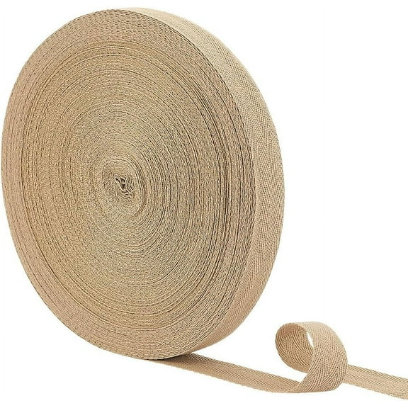 50 Yards Camel Cotton Twill Tape Ribbon 1Inch Wide Bias Binding Tape Sewing Twill Ribbon Soft Natural Herringbone Webbing Tape