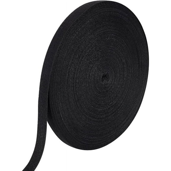 50 Yards Cotton Twill Tape 0.6 Inch Black Herringbone Twill Tape Cotton Webbing Sewing Ribbon