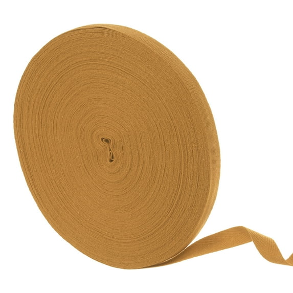 50 Yards Cotton Twill Tape,15mm Herringbone Webbing Ribbon Bias Binding Tapes Earthy Yellow
