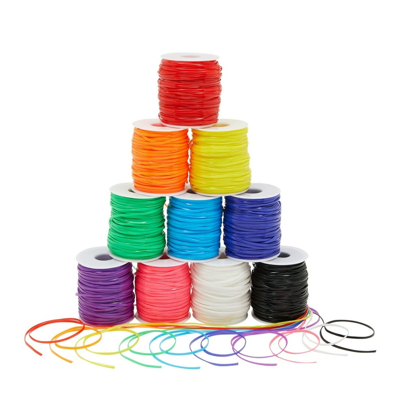 50 Yards Each Lanyard String, Gimp String in 10 Assorted Colors for  Bracelets, Anklets, Necklaces, Boondoggle Keychains, Plastic Lacing Cord  for Arts and Crafts (10 Spools)