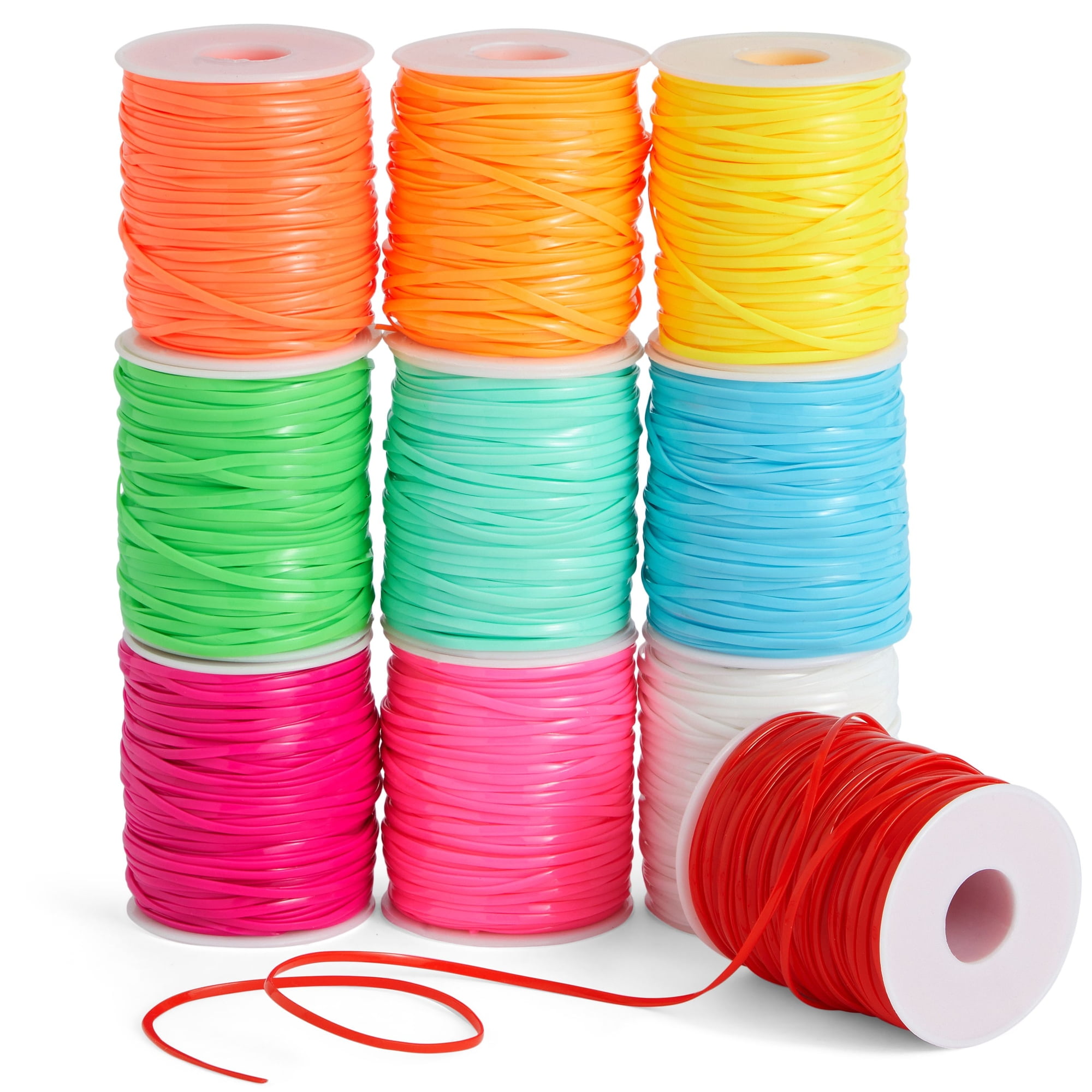 50 Yards Each Lanyard String, Gimp String in 10 Assorted Neon Colors