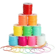 50 Yards Each Lanyard String, Gimp String in 10 Assorted Neon Colors for Bracelets, Anklets, Necklaces, Boondoggle Keychains, Plastic Lacing Cord for Arts and Crafts (10 Spools)