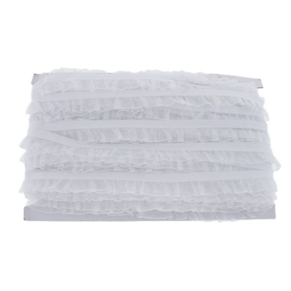 50 Yards Elastic Ruffle Pleated Lace Ribbon Collar Skirt Dress Decor - White